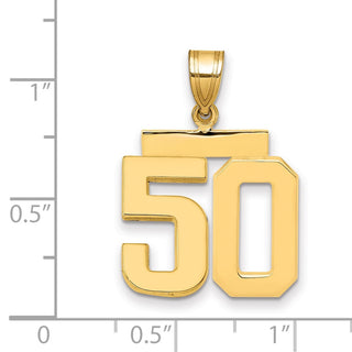 14k Yellow Gold Medium Polished Number 50 Pendant MP50