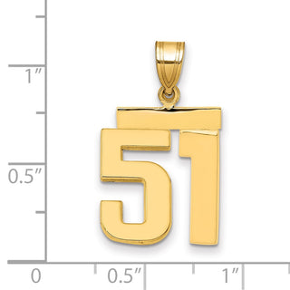 14k Yellow Gold Medium Polished Number 51 Pendant MP51