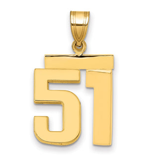 14k Yellow Gold Medium Polished Number 51 Pendant MP51