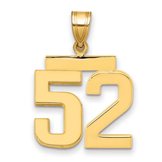 14k Yellow Gold Medium Polished Number 52 Pendant MP52