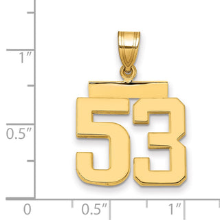 14k Yellow Gold Medium Polished Number 53 Pendant MP53