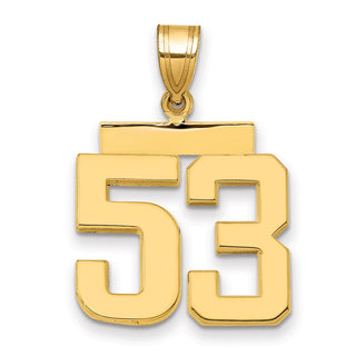 14k Yellow Gold Medium Polished Number 53 Pendant MP53
