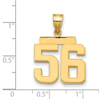 14k Yellow Gold Medium Polished Number 56 Pendant MP56