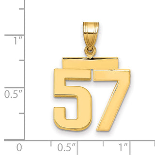 14k Yellow Gold Medium Polished Number 57 Pendant MP57