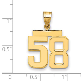14k Yellow Gold Medium Polished Number 58 Pendant MP58