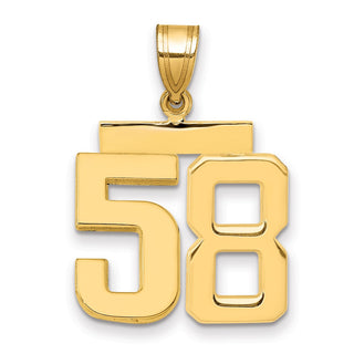 14k Yellow Gold Medium Polished Number 58 Pendant MP58