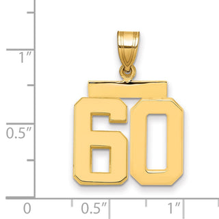 14k Yellow Gold Medium Polished Number 60 Pendant MP60
