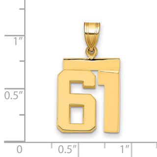 14k Yellow Gold Medium Polished Number 61 Pendant MP61