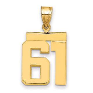 14k Yellow Gold Medium Polished Number 61 Pendant MP61