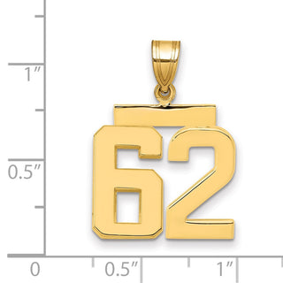 14k Yellow Gold Medium Polished Number 62 Pendant MP62