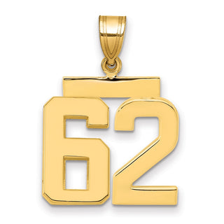 14k Yellow Gold Medium Polished Number 62 Pendant MP62