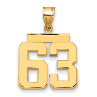 14k Yellow Gold Medium Polished Number 63 Pendant MP63