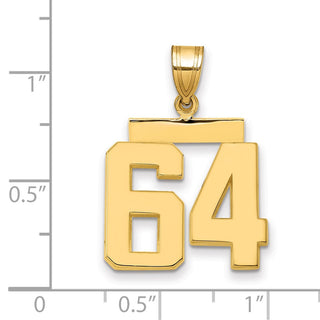14k Yellow Gold Medium Polished Number 64 Pendant MP64