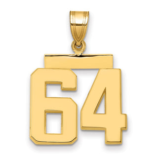 14k Yellow Gold Medium Polished Number 64 Pendant MP64
