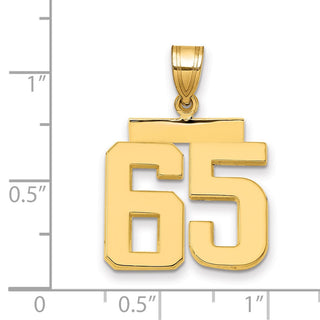 14k Yellow Gold Medium Polished Number 65 Pendant MP65