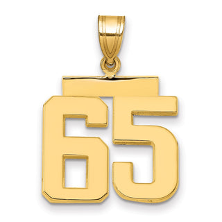 14k Yellow Gold Medium Polished Number 65 Pendant MP65
