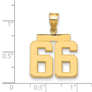 14k Yellow Gold Medium Polished Number 66 Pendant MP66