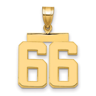 14k Yellow Gold Medium Polished Number 66 Pendant MP66