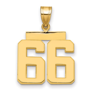 14k Yellow Gold Medium Polished Number 66 Pendant MP66