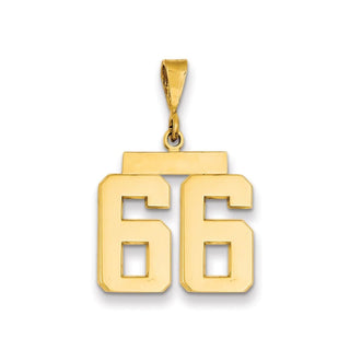 14k Yellow Gold Medium Polished Number 66 Pendant MP66