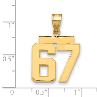 14k Yellow Gold Medium Polished Number 67 Pendant MP67