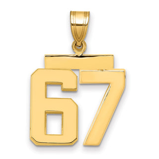 14k Yellow Gold Medium Polished Number 67 Pendant MP67