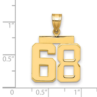 14k Yellow Gold Medium Polished Number 68 Pendant MP68