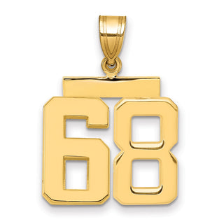 14k Yellow Gold Medium Polished Number 68 Pendant MP68
