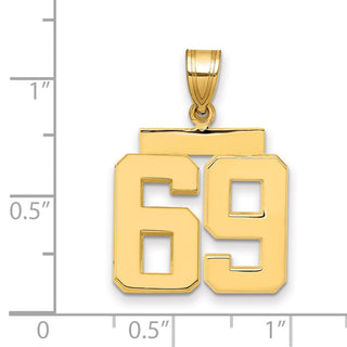 14k Yellow Gold Medium Polished Number 69 Pendant MP69