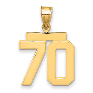 14k Yellow Gold Medium Polished Number 70 Pendant MP70