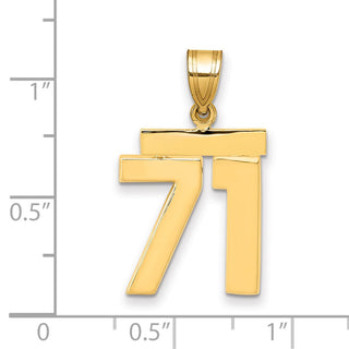 14k Yellow Gold Medium Polished Number 71 Pendant MP71