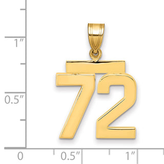 14k Yellow Gold Medium Polished Number 72 Pendant MP72