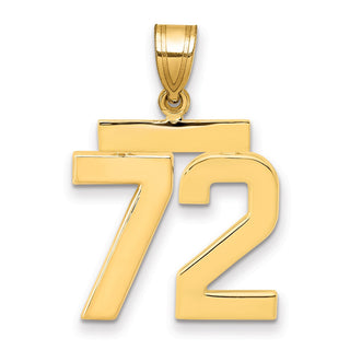 14k Yellow Gold Medium Polished Number 72 Pendant MP72
