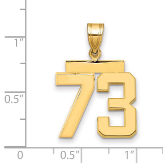 14k Yellow Gold Medium Polished Number 73 Pendant MP73