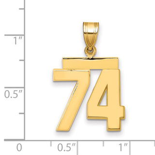 14k Yellow Gold Medium Polished Number 74 Pendant MP74