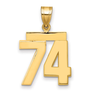 14k Yellow Gold Medium Polished Number 74 Pendant MP74