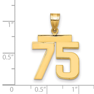14k Yellow Gold Medium Polished Number 75 Pendant MP75