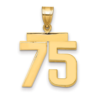 14k Yellow Gold Medium Polished Number 75 Pendant MP75