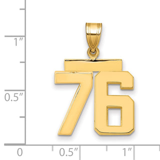 14k Yellow Gold Medium Polished Number 76 Pendant MP76