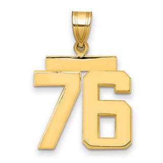14k Yellow Gold Medium Polished Number 76 Pendant MP76