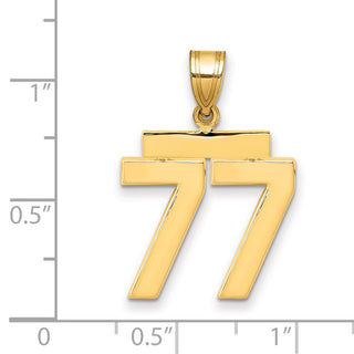 14k Yellow Gold Medium Polished Number 77 Charm MP77