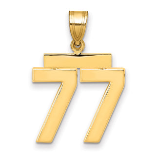 14k Yellow Gold Medium Polished Number 77 Charm MP77