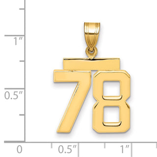 14k Yellow Gold Medium Polished Number 78 Pendant MP78