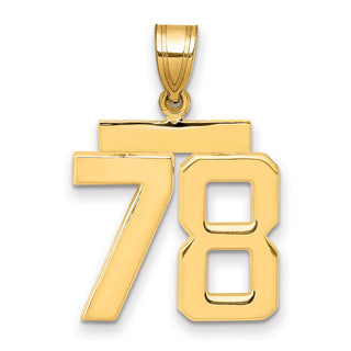 14k Yellow Gold Medium Polished Number 78 Pendant MP78