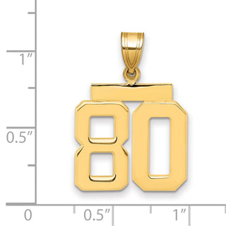 14k Yellow Gold Medium Polished Number 80 Pendant MP80