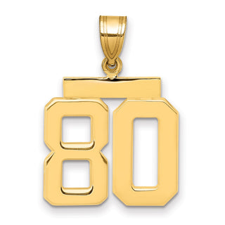 14k Yellow Gold Medium Polished Number 80 Pendant MP80