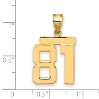14k Yellow Gold Medium Polished Number 81 Pendant MP81