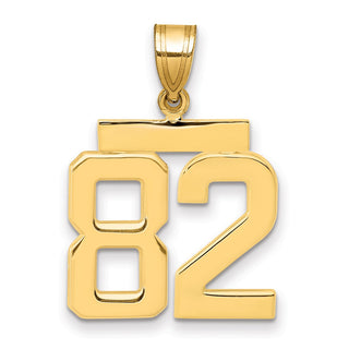 14k Yellow Gold Medium Polished Number 82 Pendant MP82