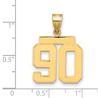 14k Yellow Gold Medium Polished Number 90 Pendant MP90
