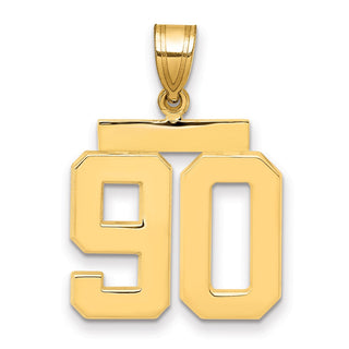 14k Yellow Gold Medium Polished Number 90 Pendant MP90